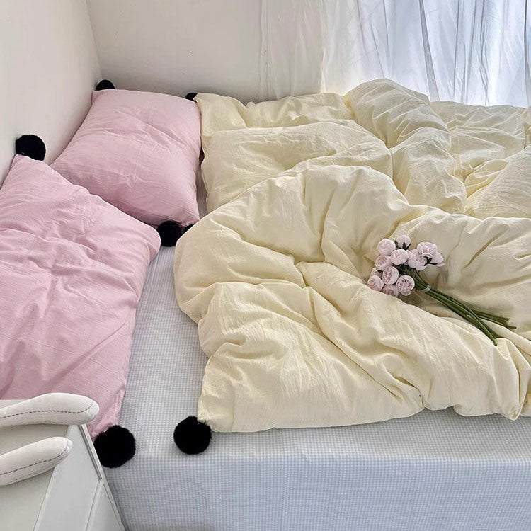 Girly Heart Student Pure Cotton Four-Piece Contrasting Color Bed Set - Harmony Gallery