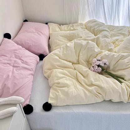 Girly Heart Student Pure Cotton Four-Piece Contrasting Color Bed Set - Harmony Gallery