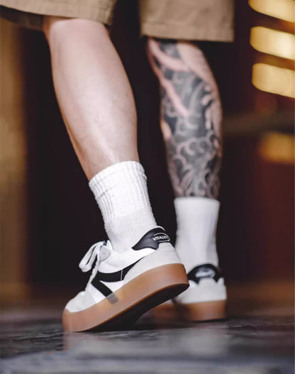 American Retro Versatile Moral White Flat Men's Sports Shoes - Harmony Gallery