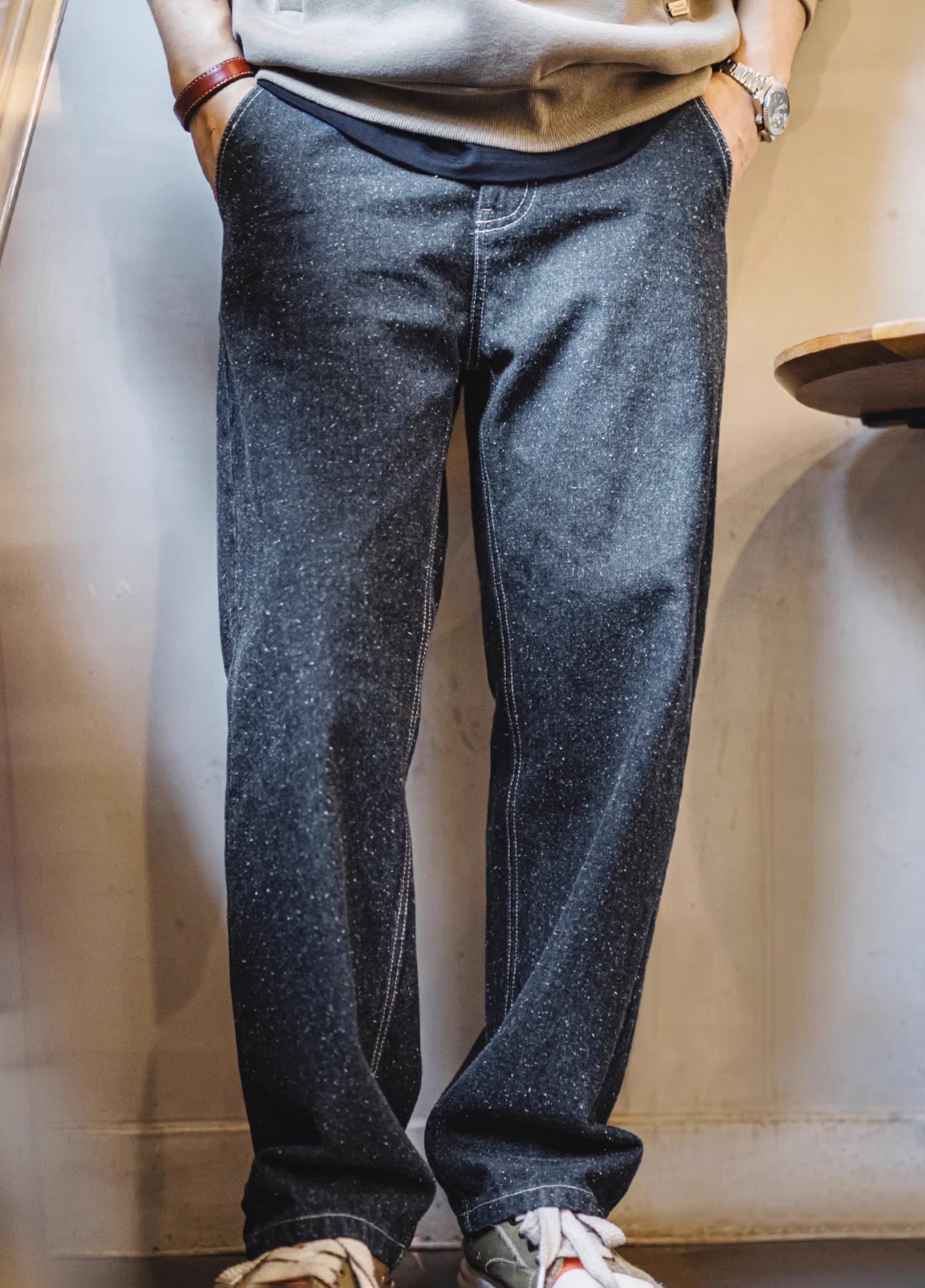 American Retro Snowflake Denim Copper Sulfate Washed Men's Jeans - Harmony Gallery