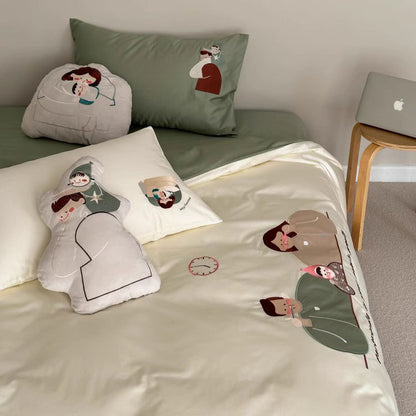 Family Wash And Brush Pure Cotton Four-Piece Bed Set - Harmony Gallery