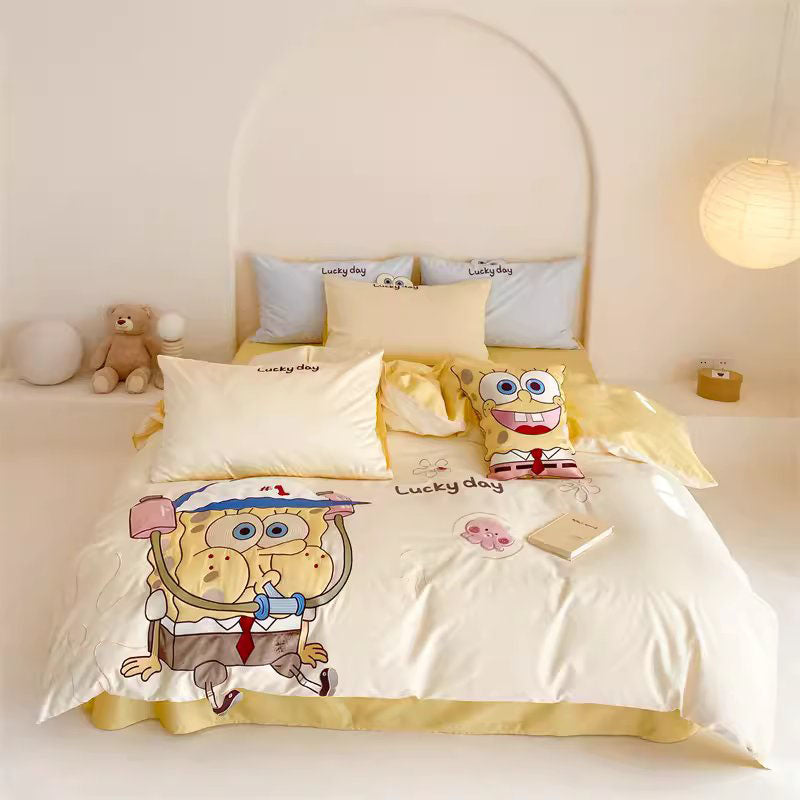 Cute SpongeBob SquarePants Pure Cotton Four-Piece Bed Set - Harmony Gallery