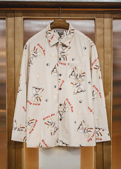 American Retro Cuban Collar Polar Bear Blended Cardigan Outerwear Men's Shirt - Harmony Gallery