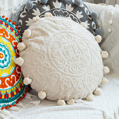 Global Artisan Handmade Boho Round Tassel Throw Pillows - Harmony Gallery