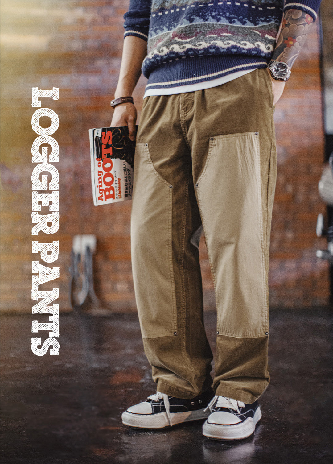 American Retro Knee Corduroy Logging Straight Leg Warm Daily Men's Trousers - Harmony Gallery
