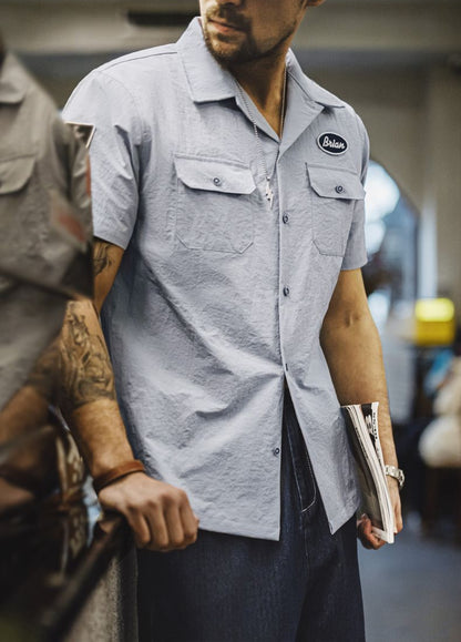 American Retro Speed And Passion Cuban Collar Tough Guy Men's Shirt - Harmony Gallery