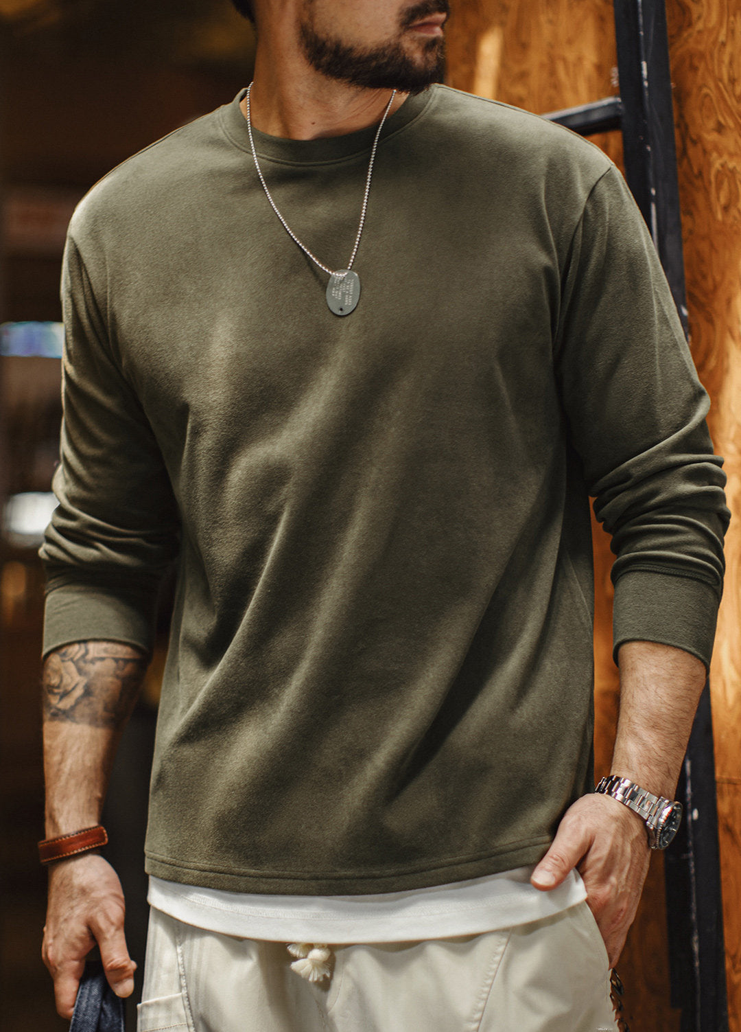 American Fleece-Lined Warm Top Layered Underneath Anti-static Men's Sweater - Harmony Gallery
