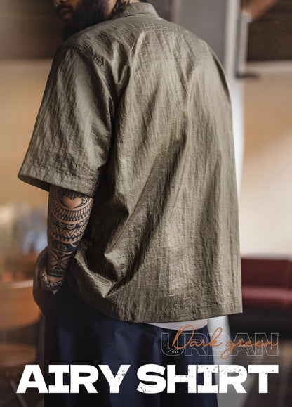 American Mountain Outdoor Cuban Collar Textured Light Breathable Men's Shirt - Harmony Gallery