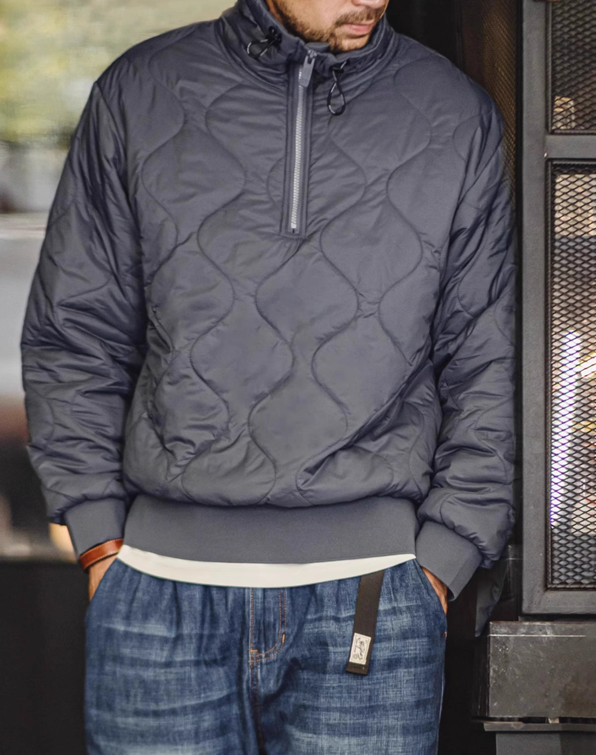 American 3M Half-Zip Shell Quilted Warm Cotton Men's Sweater - Harmony Gallery