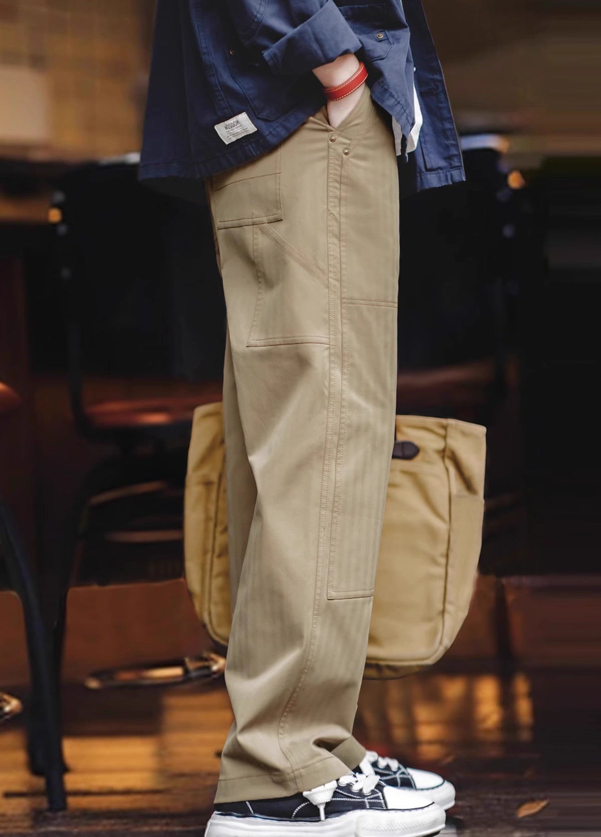 American Retro Double Knee Stitching Multi-Pocket Men's Trousers - Harmony Gallery