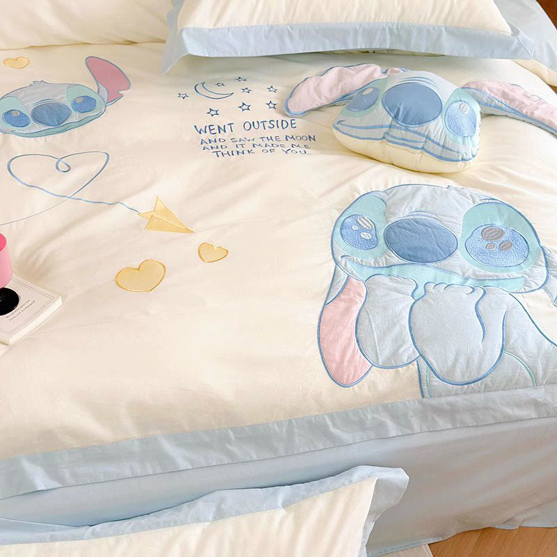 Disney Cute Stitch Washed Pure Cotton Four-piece Bed Set - Harmony Gallery