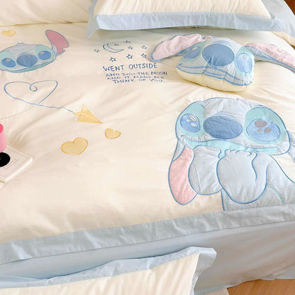 Disney Cute Stitch Washed Pure Cotton Four-piece Bed Set - Harmony Gallery