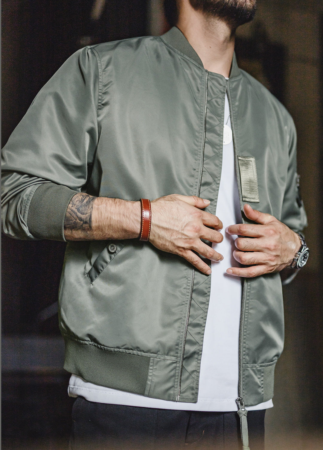 American MA1 Pilot Waterproof Short Diagonal Pockets Baseball Men's Jacket