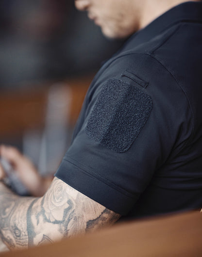 American Retro Half-Open Knitted Polo Military Velcro Men's T-Shirt - Harmony Gallery