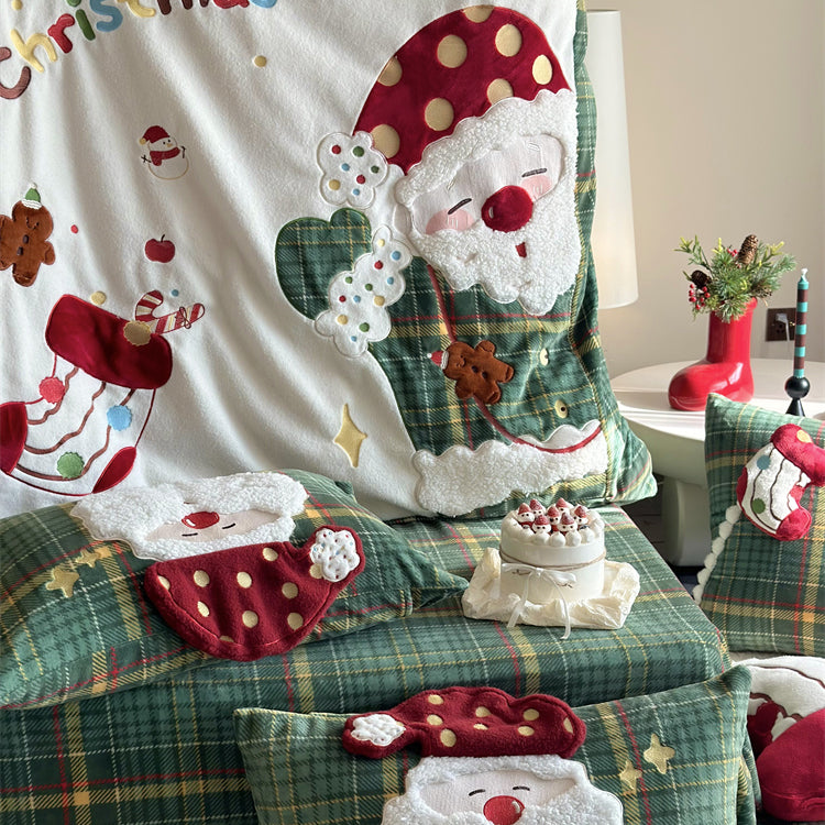 Christmas Wool Milk Velvet Four-Piece Winter Thick Warm Bed Set - Harmony Gallery