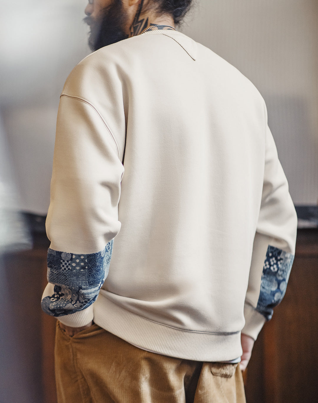 American Retro Patchwork Casual Round Neck Patches Pullover Men's Sweater - Harmony Gallery