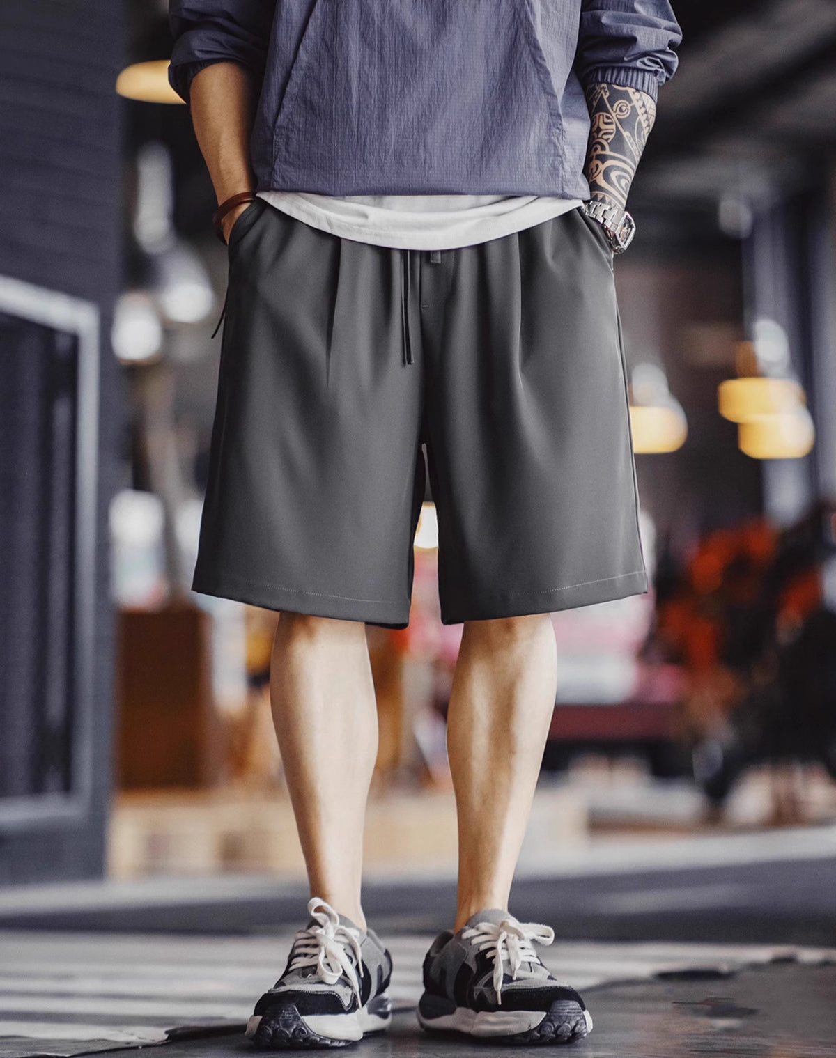 American No-Iron Anti-Wrinkle Drape Loose Five-Fifth Men's Shorts - Harmony Gallery