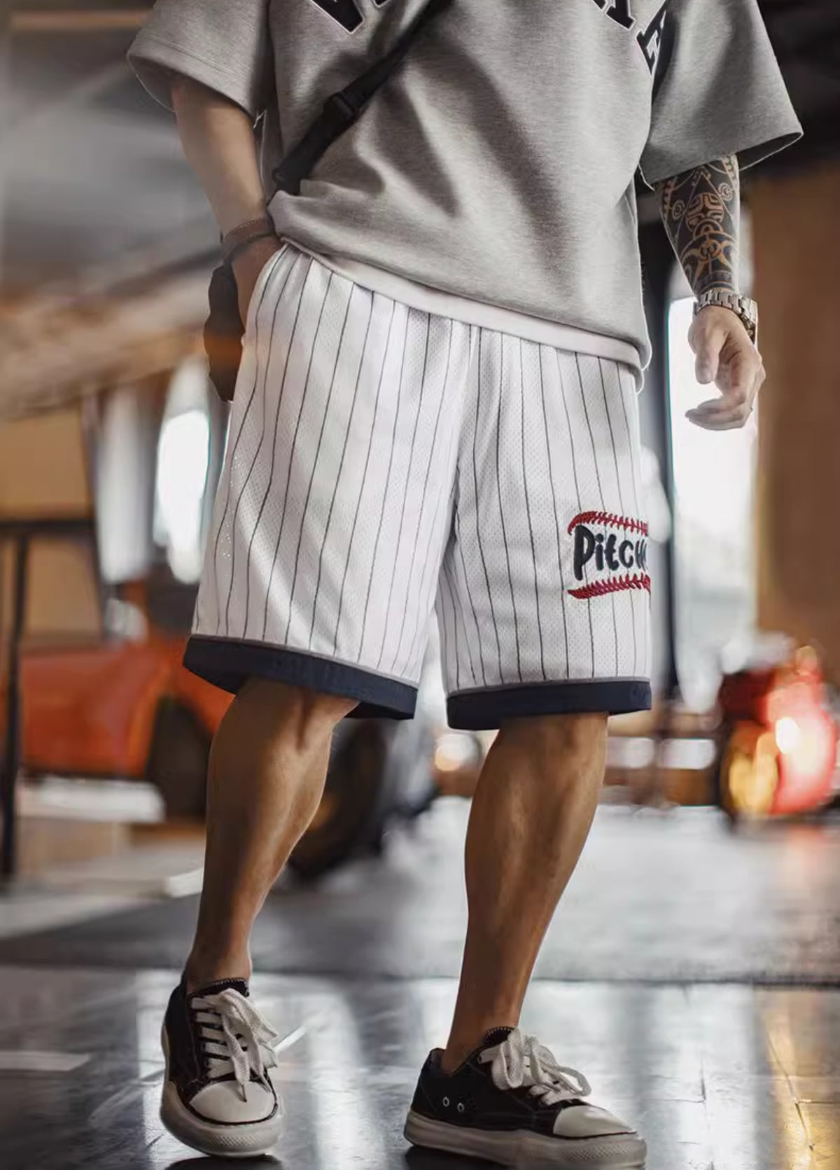 American Retro Basketball Mesh Loose Embroidered Baseball Men's Shorts - Harmony Gallery