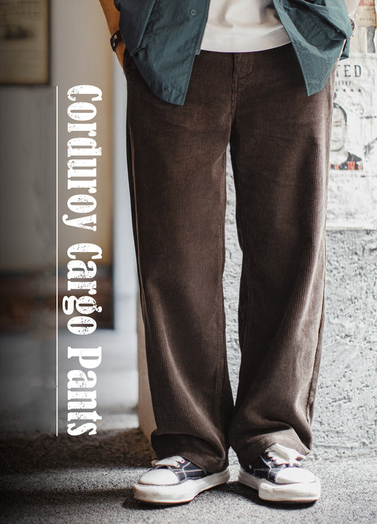 American Retro Corduroy Thickened Straight Leg Wide-Leg Daily Men's Trousers - Harmony Gallery