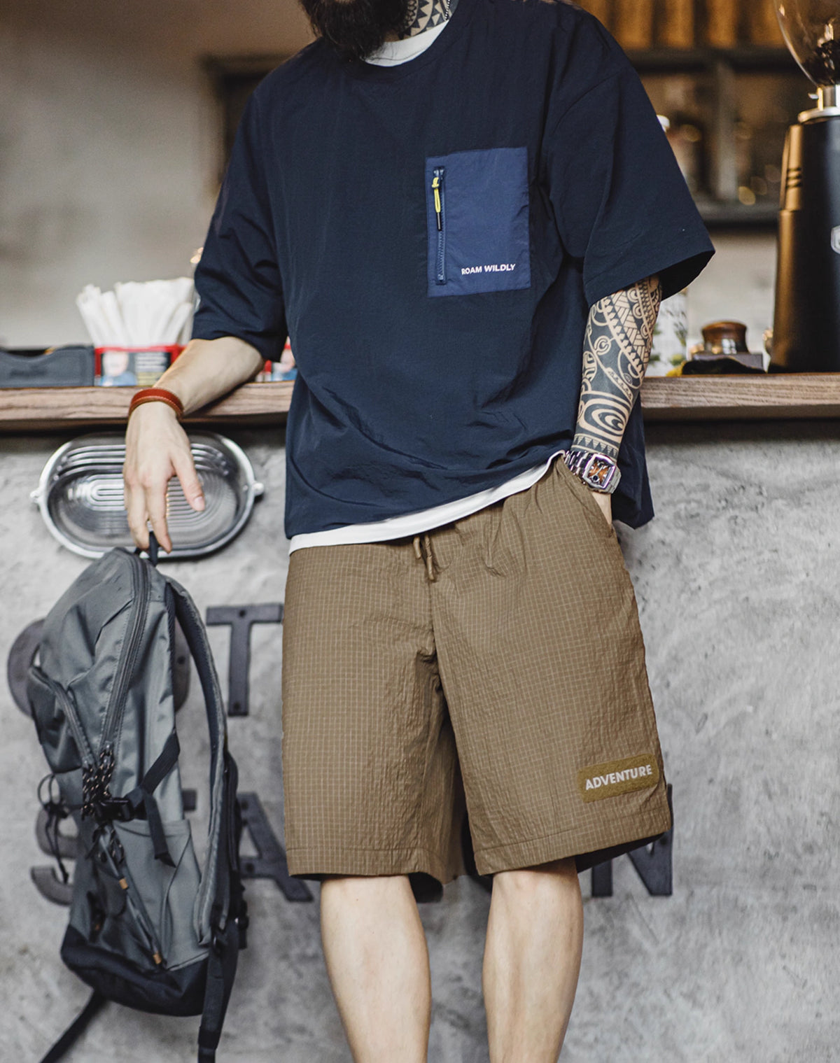 Workwear American Plaid Functional Woven Men's Shorts - Harmony Gallery