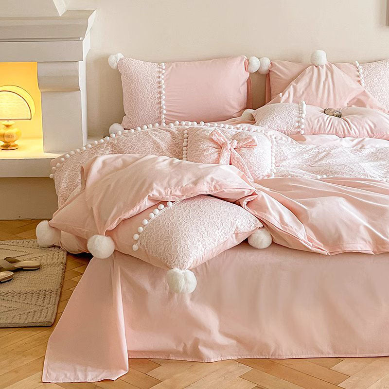 French Princess Pure Cotton Quilt Lace Four-Piece Bed Set - Harmony Gallery