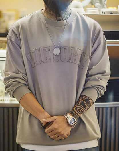 American Retro Letter Patch Gradient Color Washed Men's Sweater - Harmony Gallery
