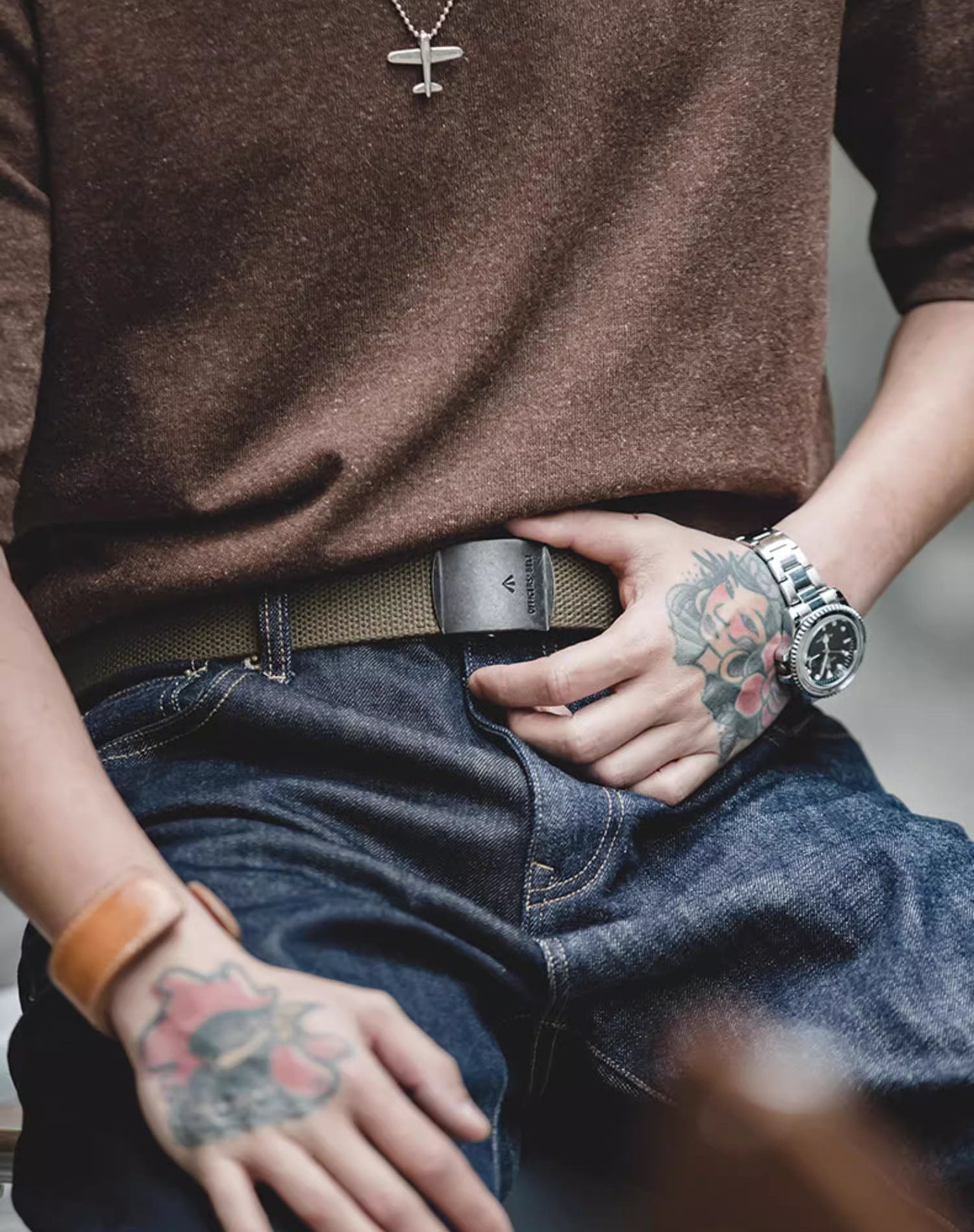 American Non-Hole Elastic Woven Quick-Release Tough Guy Men's Belt - Harmony Gallery