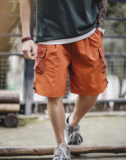 American Retro Sunset Straight Loose Nylon Beach Men's Shorts - Harmony Gallery