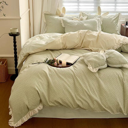 French Princess Floral Heart Cotton Four-Piece Bed Set - Harmony Gallery