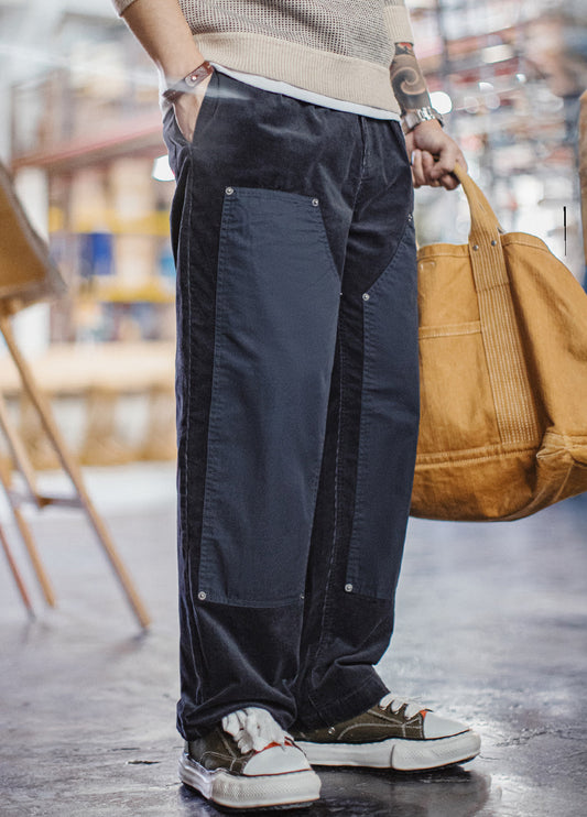 American Retro Knee Corduroy Logging Straight Leg Warm Daily Men's Trousers - Harmony Gallery