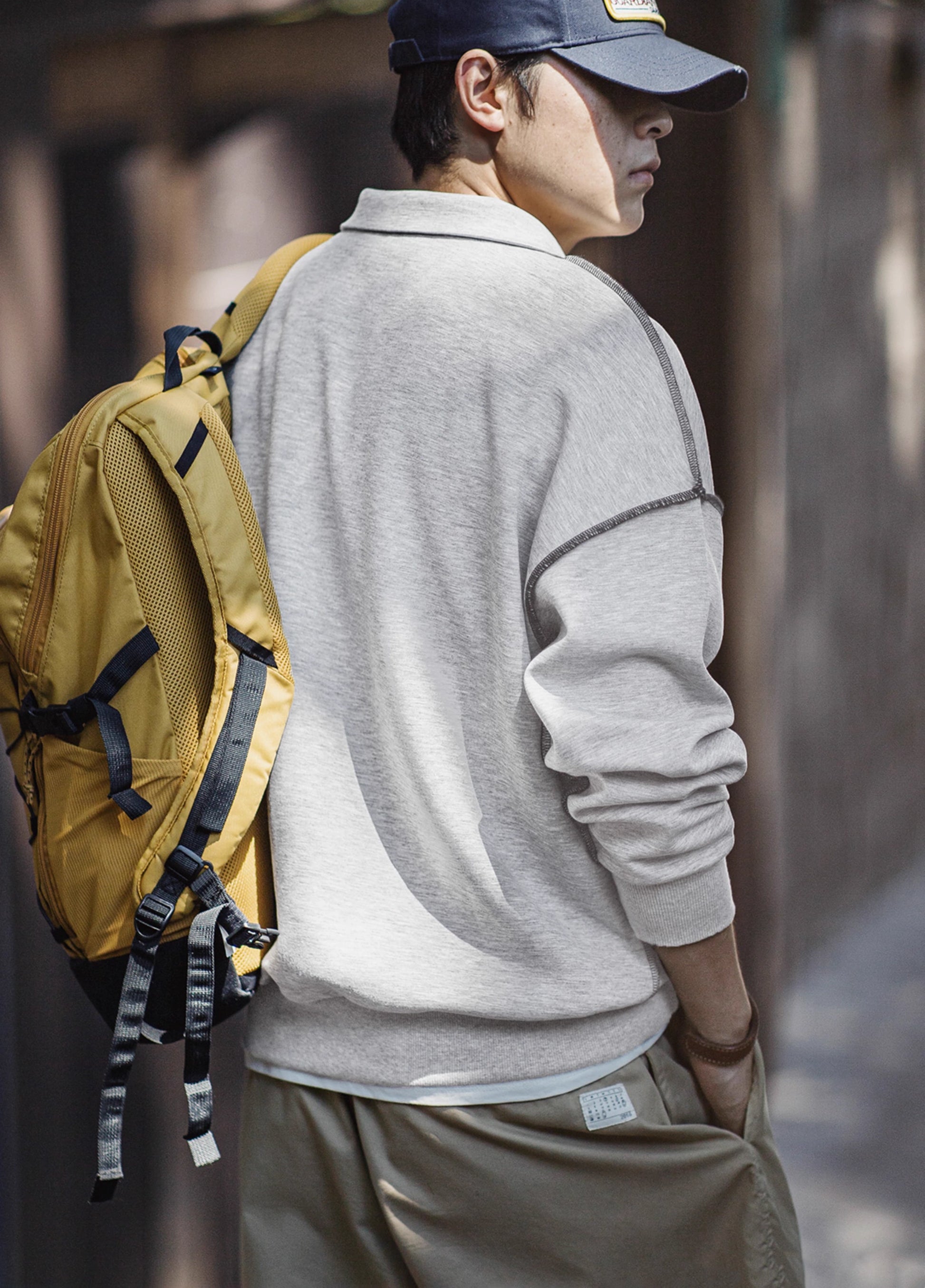 American Air Layer Half Zip Contrast Color Lock Edge Lapel Men's Sweater - Harmony Gallery