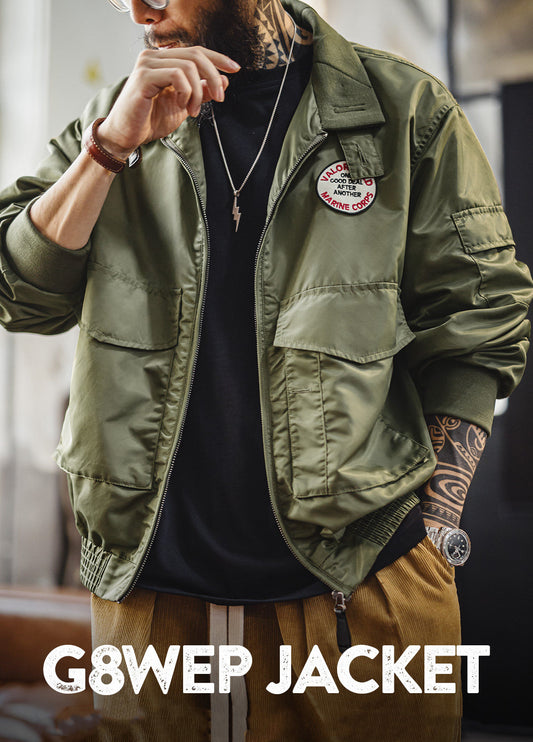 American Retro G8WEP Flight Short Standing Leading Thin Military Men's Jacket - Harmony Gallery