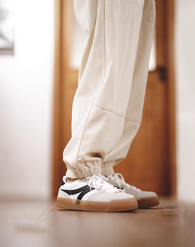 American Retro Versatile Moral White Flat Men's Sports Shoes - Harmony Gallery