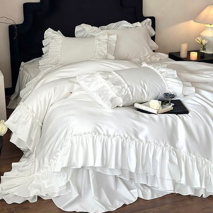French Princess Skirt Romantic Long-Staple Four-Piece Pure Cotton Bed Set - Harmony Gallery