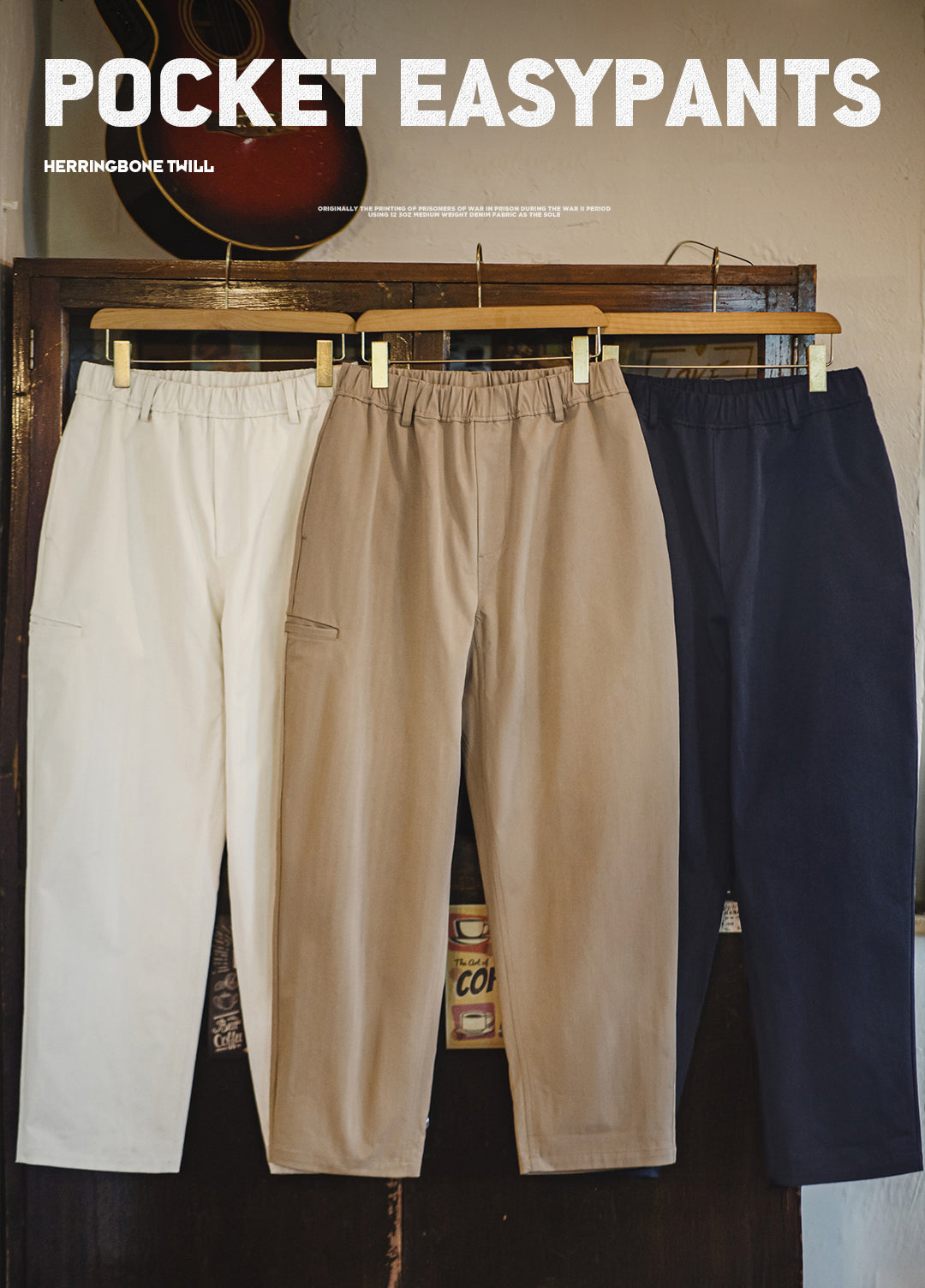 American Herringbone Easy Pants Clean Fit Straight Tapered Men's Trousers - Harmony Gallery