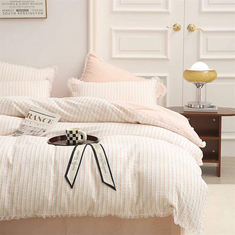 Ins Fairy Princess Sleeping Cotton Washed Four-Piece Bed Set - Harmony Gallery