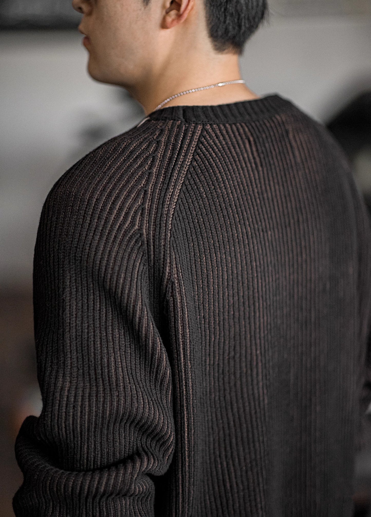 American Retro Vertical Striped Knitted Raglan Sleeve Thick Warm Men's Sweater - Harmony Gallery