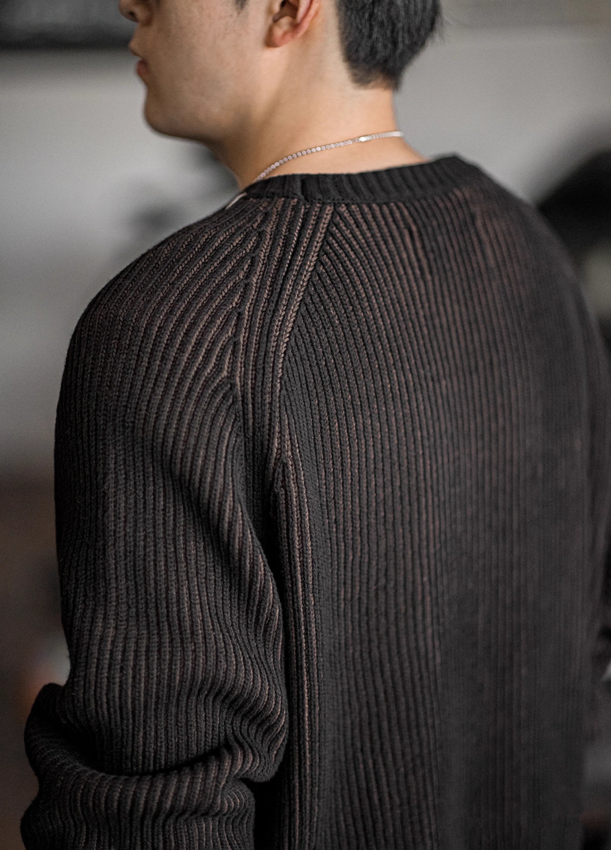 American Retro Vertical Striped Knitted Raglan Sleeve Thick Warm Men's Sweater - Harmony Gallery