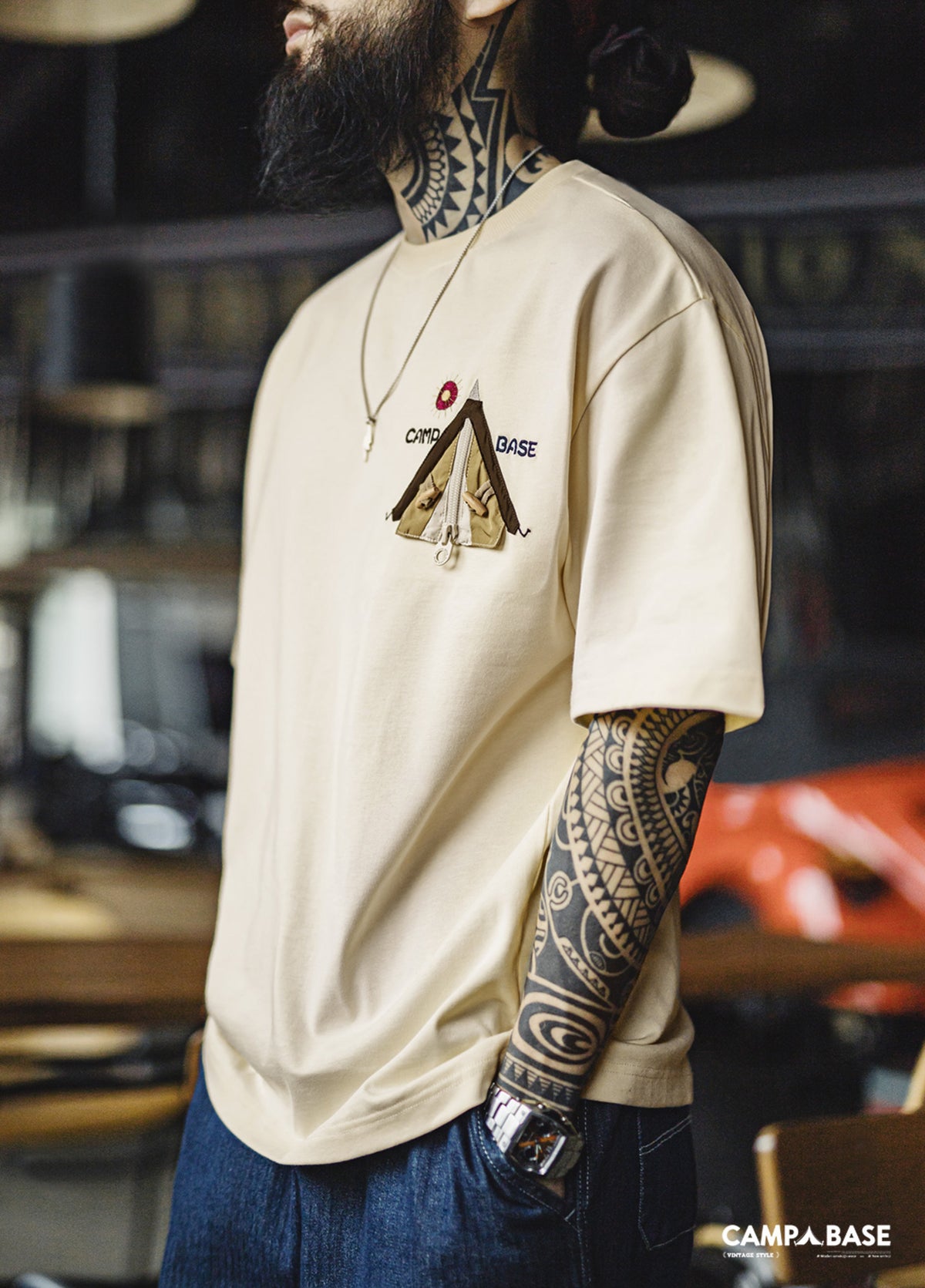 American Creative Cotton Heavy Half Sleeve Threaded Neckline Men's T-Shirt - Harmony Gallery