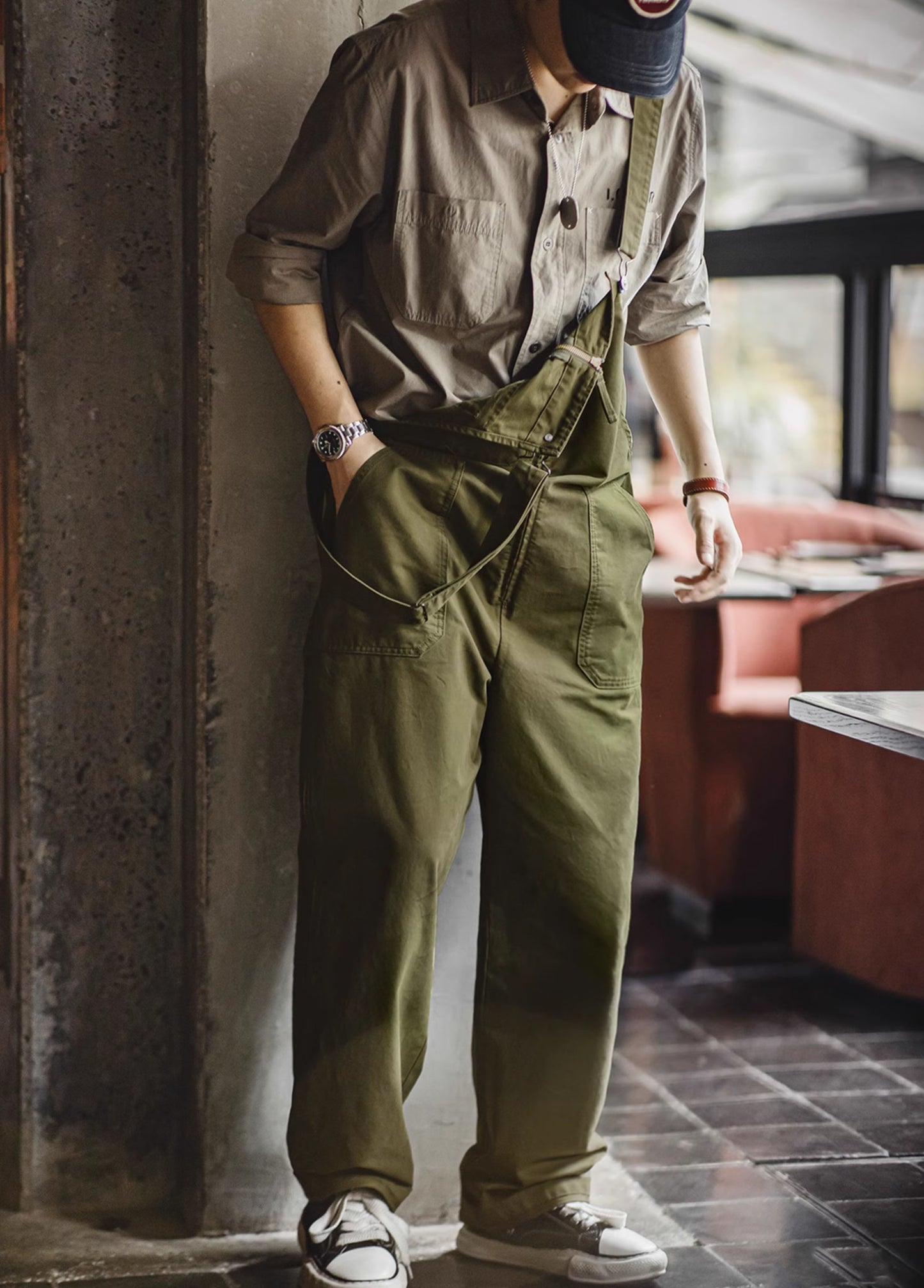 American Retro Navy Deck Suspenders Casual Jumpsuit Men's Overalls - Harmony Gallery
