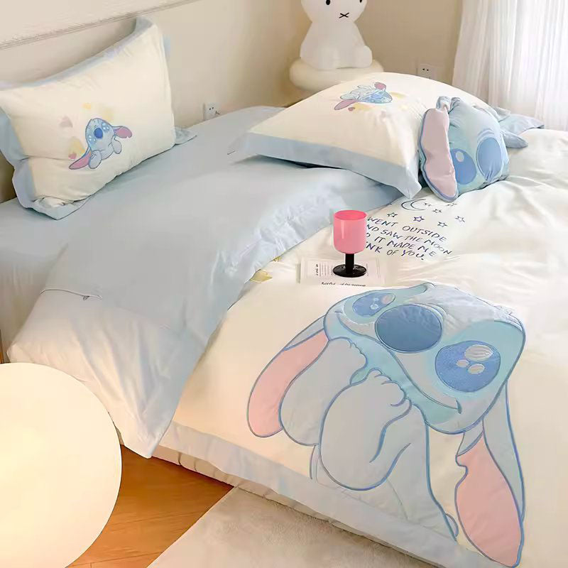 Disney Cute Stitch Washed Pure Cotton Four-piece Bed Set - Harmony Gallery