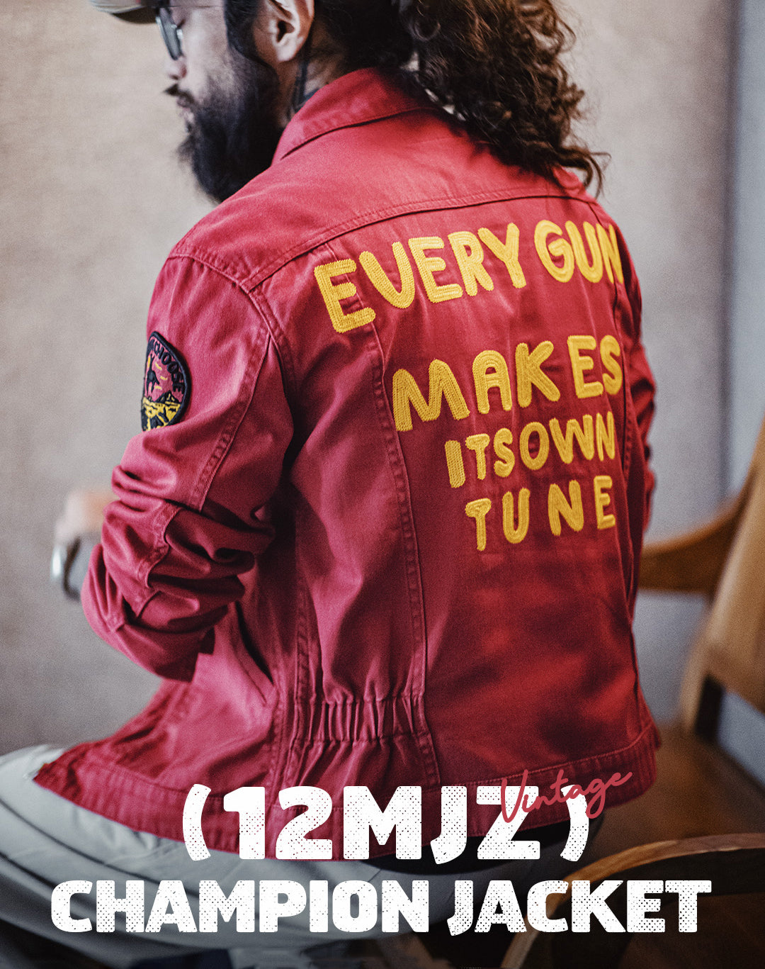 American Retro Heavy Embroidery Champion Red Slim Canvas Men's Jacket - Harmony Gallery