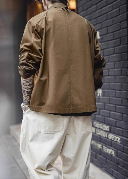 American Retro Fire Button Heavy Coat Cotton Canvas Men's Jacket - Harmony Gallery