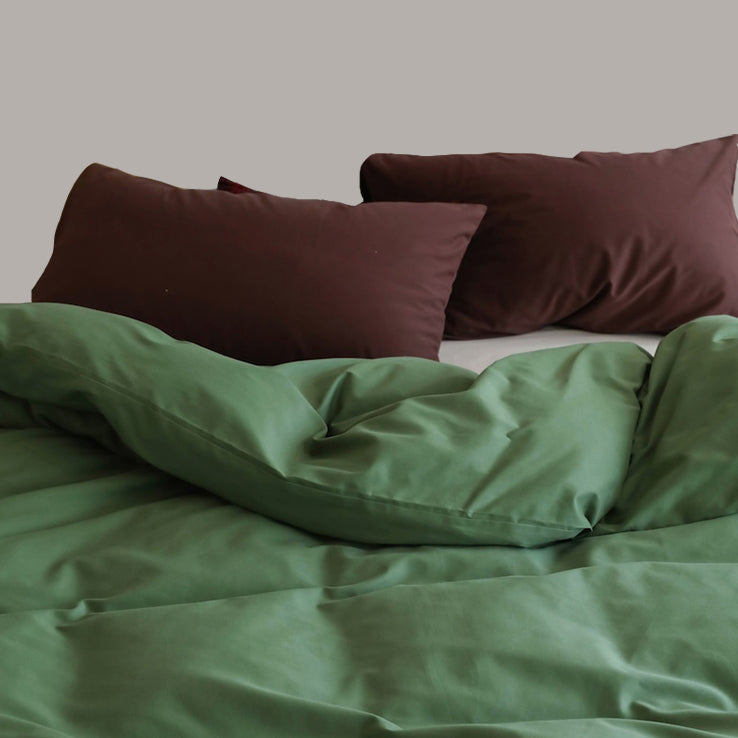 Minimalist Color-Blocked Warm Pure Cotton Thickened Brushed Four-Piece Bed Set - Harmony Gallery