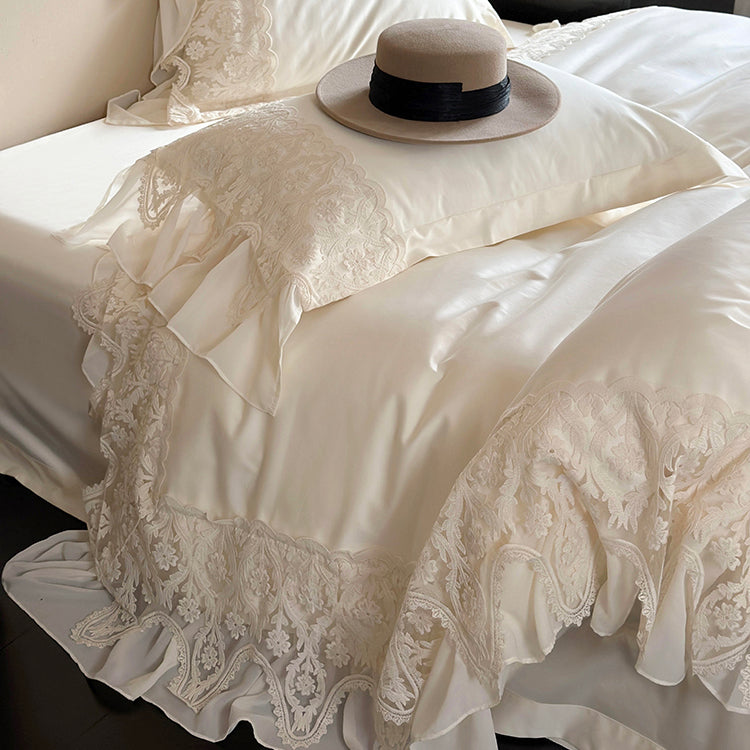 French Princess Romantic Lace Long-Staple Cotton Four-Piece Bed Set - Harmony Gallery