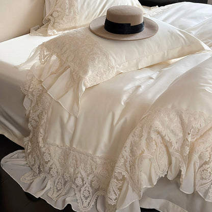 French Princess Romantic Lace Long-Staple Cotton Four-Piece Bed Set - Harmony Gallery