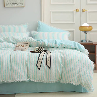 Ins Fairy Princess Sleeping Cotton Washed Four-Piece Bed Set - Harmony Gallery