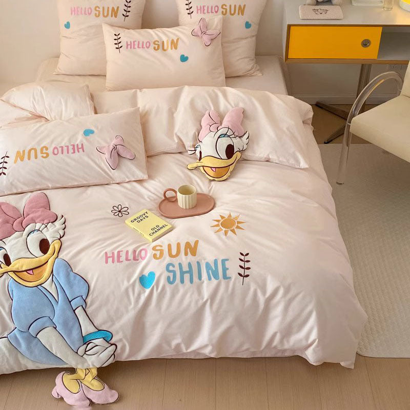Disney Donald Duck Princess Daisy Washed Four-Piece Cotton Bed Set - Harmony Gallery