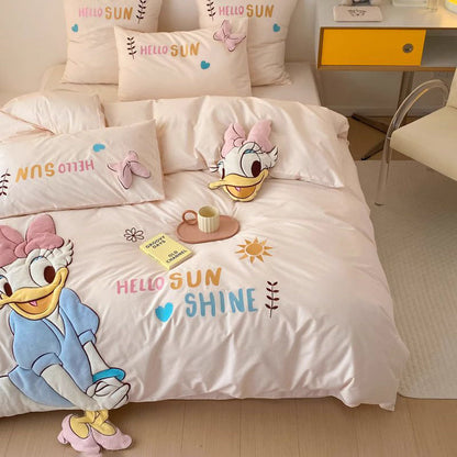 Disney Donald Duck Princess Daisy Washed Four-Piece Cotton Bed Set - Harmony Gallery