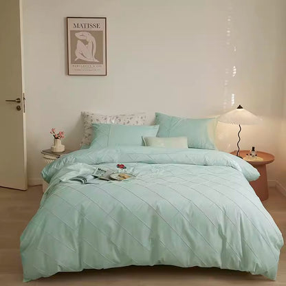 Nordic Rhombus Light Luxury Washed Cotton Four-Piece Bed Set - Harmony Gallery